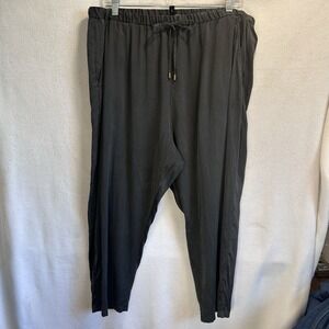 Eileen Fisher Lg Pants Black Tapered Leg 100% Silk Washable HighRise Pullon EUC